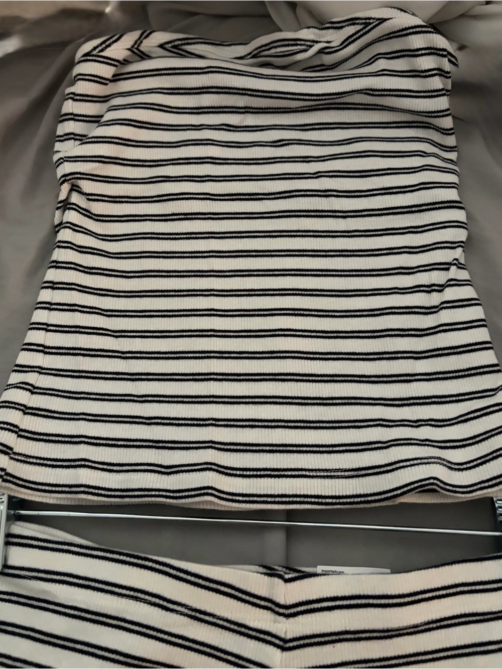 H&M Striped Ribbed Tube Top & Pants 2 Piece Set Size S